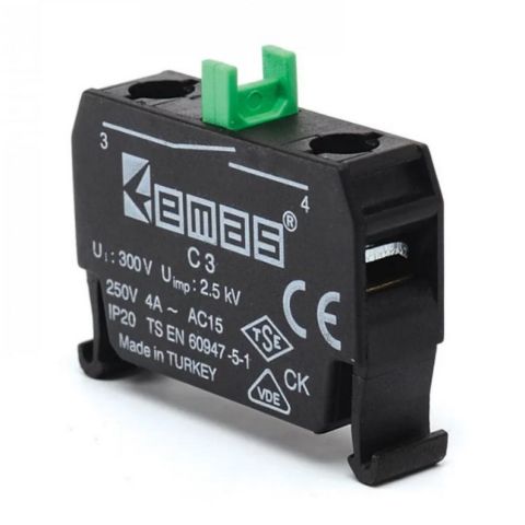 EMAS C3CK 1NA KUMANDA BUTONU SİYAH RENKLİ C BUTONA UYGUN KUTULUK