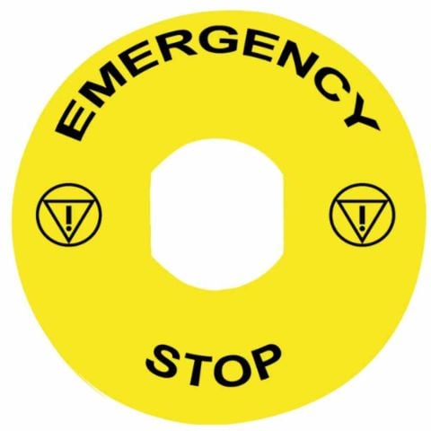 SCHNEIDER ACİL DURDURMA BUTONU İÇİN İŞARETLİ YAZI Ø90 - EMERGENCY STOP ZBY8330