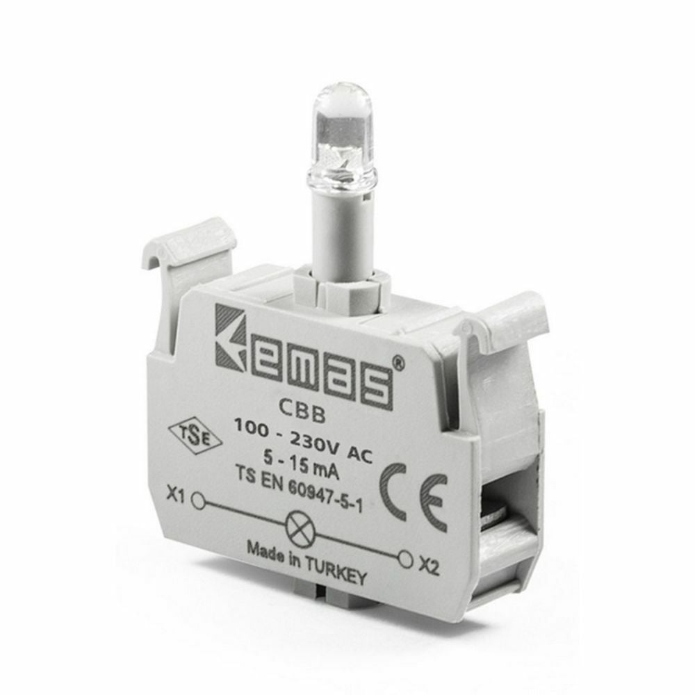 EMAS CBB 100-230V AC BEYAZ LEDLİ SİNYAL BLOK BUTONU