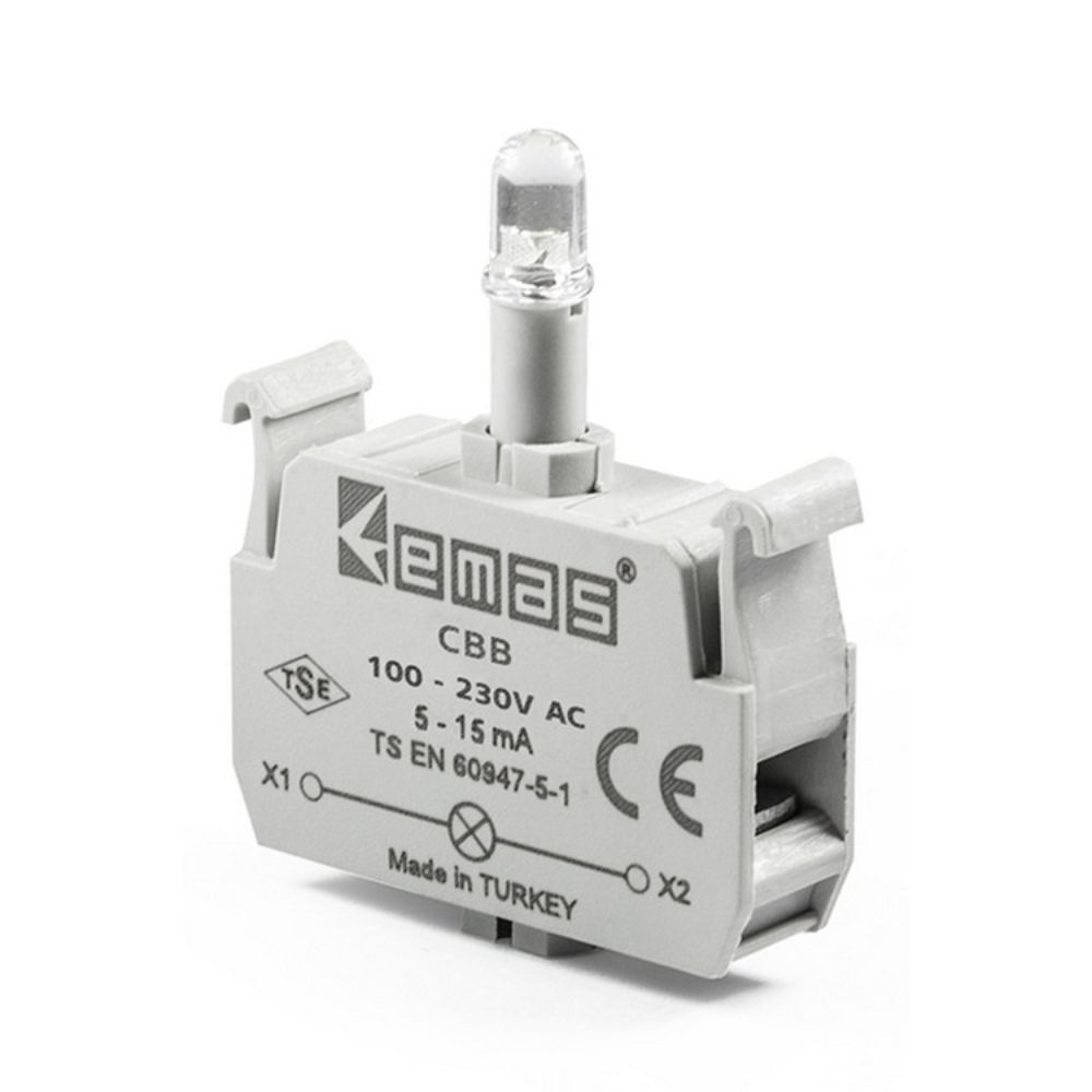 EMAS CBB 100-230V AC BEYAZ LEDLİ SİNYAL BLOK BUTONU