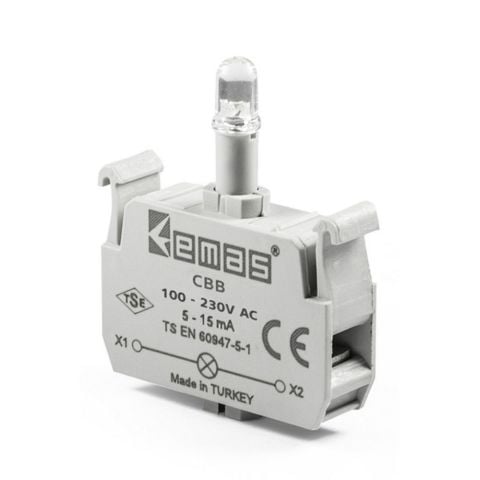 EMAS CBB 100-230V AC BEYAZ LEDLİ SİNYAL BLOK BUTONU