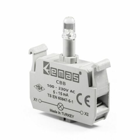 EMAS CBB 100-230V AC BEYAZ LEDLİ SİNYAL BLOK BUTONU
