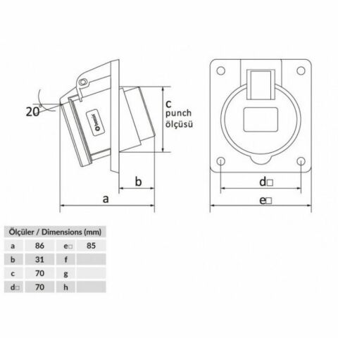 BEMİS 45° EĞİK MAKİNE PRİZ