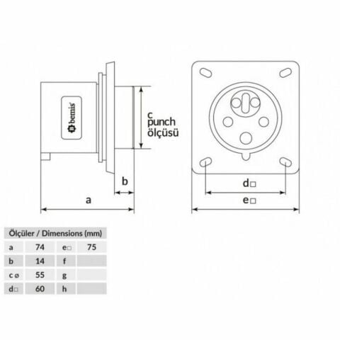 BEMİS 5-32A.380V.CEE NORM32A.380V.IP44 5K.ENVERSÖR