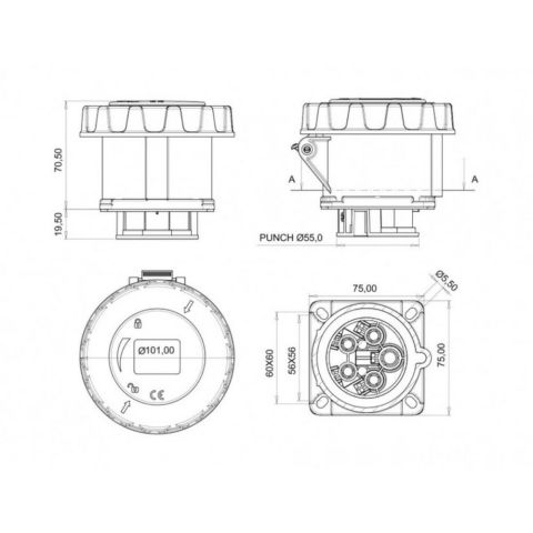 BEMİS 5-32A.380V.MAKİNE PRİZ