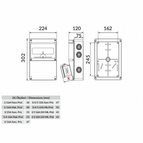 BEMİS 5-32A.380V.1AD ÖN-1-16A.220V.2AD ÖN