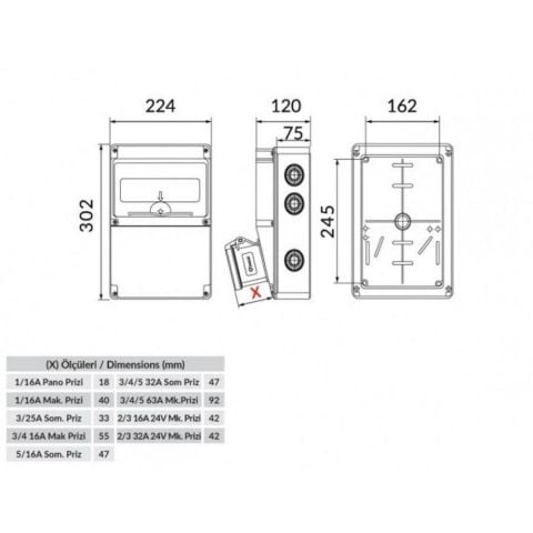BEMİS 5-32A.380V.1AD ÖN-1-16A.220V.2AD ÖN