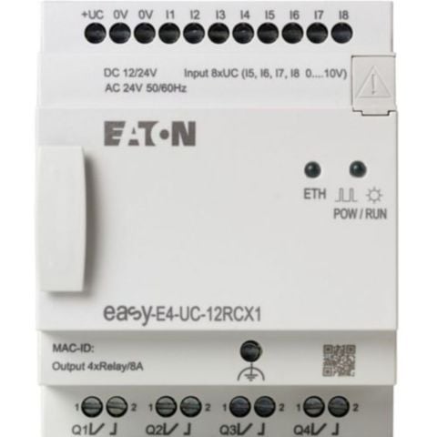 EATON EASY-E4-UC-12RCX1 EASY-E4 RÖLE-EKRANSIZ, 12VDC, 24VAC/DC 8DI / 4DO(R)