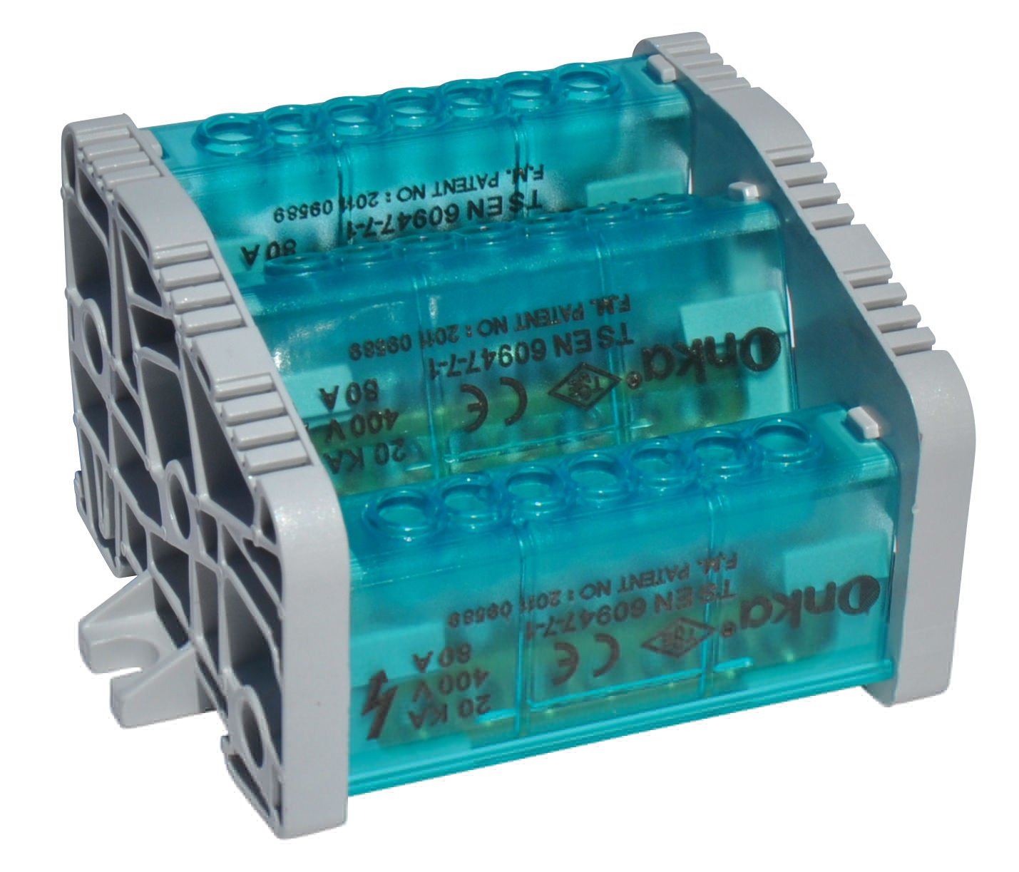 ONKA 6,5X9MM² 2/10ÜÇ KUTUPLU DAĞITICI ÜNİTE, KAPAKLI (ALÇAK TİP) ONKA-2173