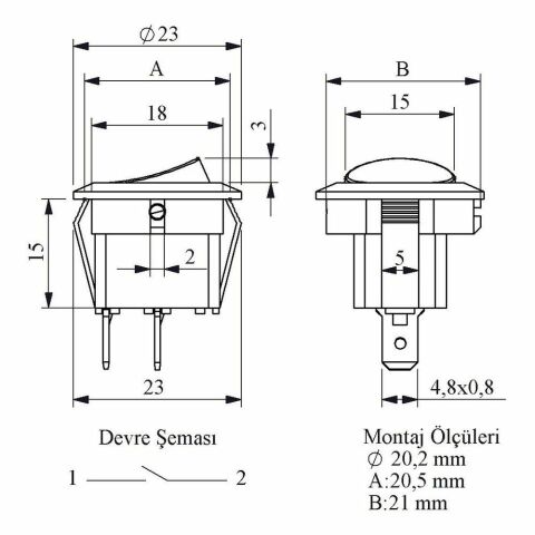 EMAS A71B1H10 ANAHTAR ÇAP 20MM SİYAH GÖV.1NO TER.SİY.0-1 IŞIKSIZ