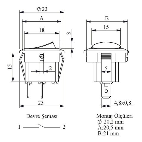 EMAS A71B1H10 ANAHTAR ÇAP 20MM SİYAH GÖV.1NO TER.SİY.0-1 IŞIKSIZ