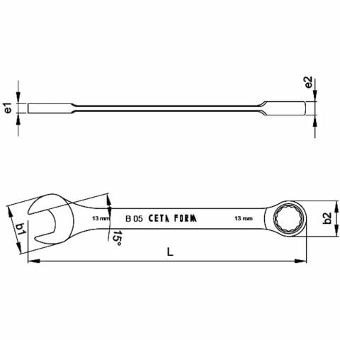 CETAFORM B05 SERİSİ C-GEAR CIRCIRLI KOMBİNE ANAHTARLAR (DÜZ) B05-15