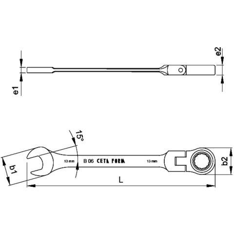 CETAFORM B06 SERİSİ C-GEAR CIRCIRLI KOMBİNE ANAHTARLAR (MAFSALLI) B06-08