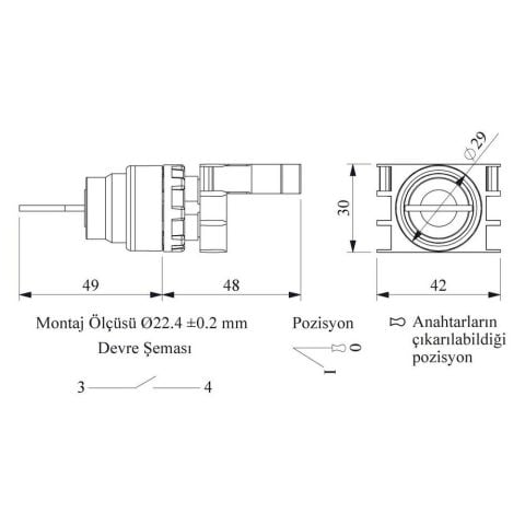 EMAS B100AA20 B START ANAHTARLI KALICI (0-1) ANH. ÇIKMAZ