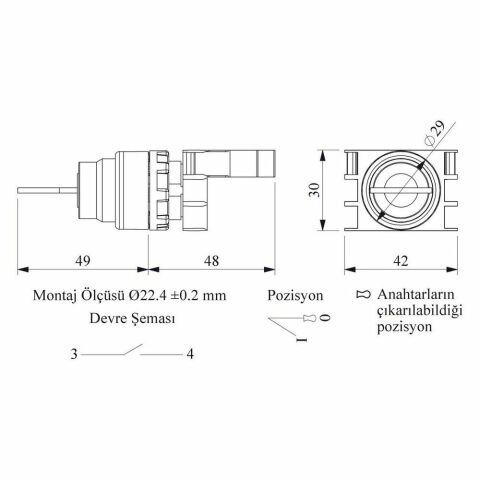EMAS B100AA20 B START ANAHTARLI KALICI (0-1) ANH. ÇIKMAZ
