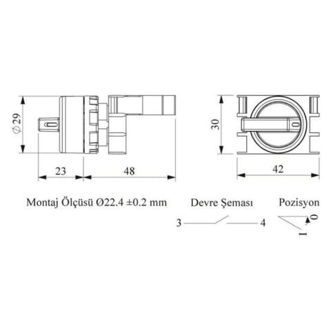 EMAS B100S21 B START SEÇİCİ (0-1) DÖNÜŞLÜ