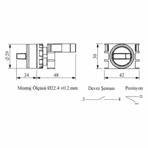 EMAS B100SL20B B START SEÇİCİ (0-1) BEYAZ