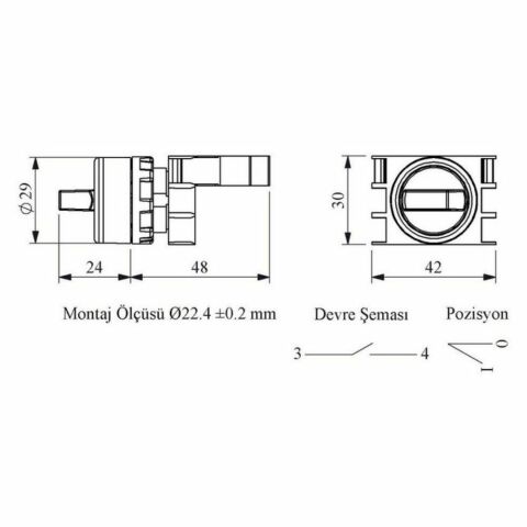 EMAS B100SL20K B START SEÇİCİ (0-1) KIRMIZI