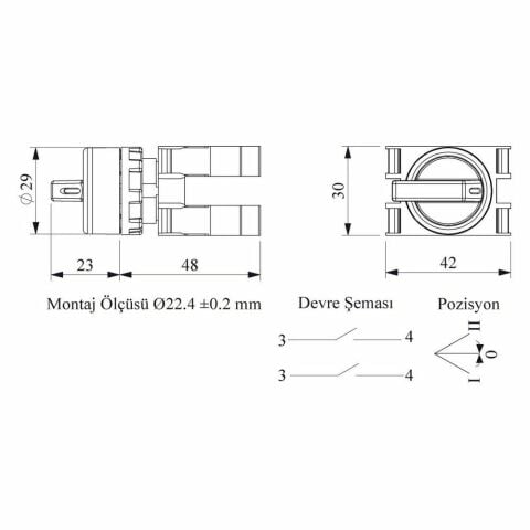 EMAS B101S32 B ÇİFT START SEÇİCİ (2-0-1) ÇİFT DÖNÜŞLÜ