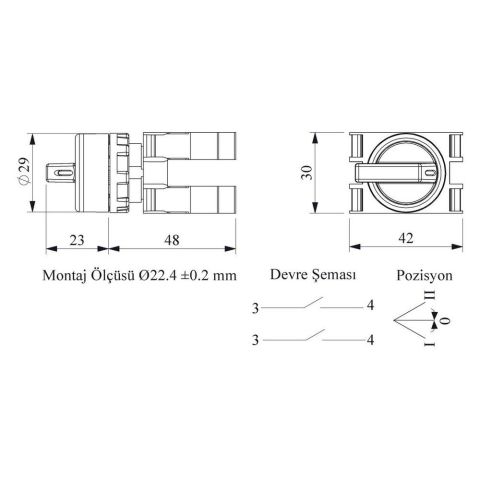 EMAS B101S32 B ÇİFT START SEÇİCİ (2-0-1) ÇİFT DÖNÜŞLÜ