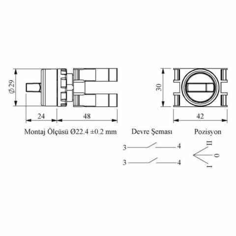 EMAS B101SL30K B ÇİFT START SEÇİCİ (2-0-1)KIRMIZI