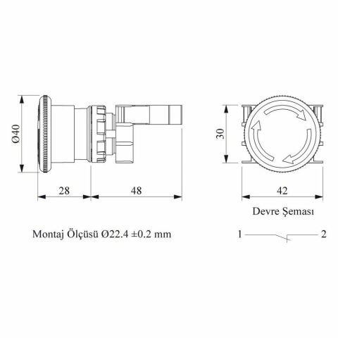 EMAS B200E B ACİL STOP MANTAR 40 MM