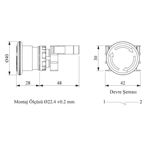 EMAS B200E B ACİL STOP MANTAR 40 MM