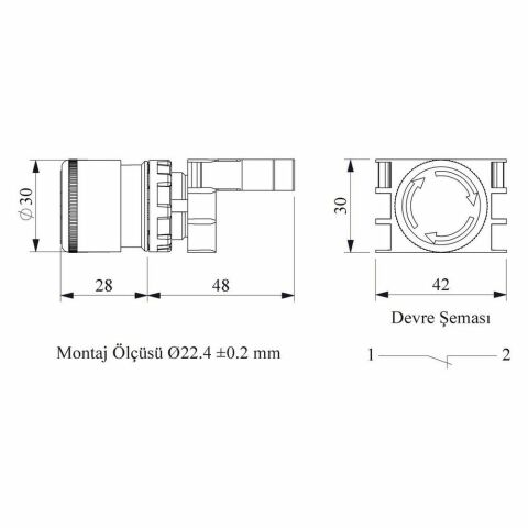 EMAS B200E30 B ACİL STOP SİLİNDİRİK 30 MM