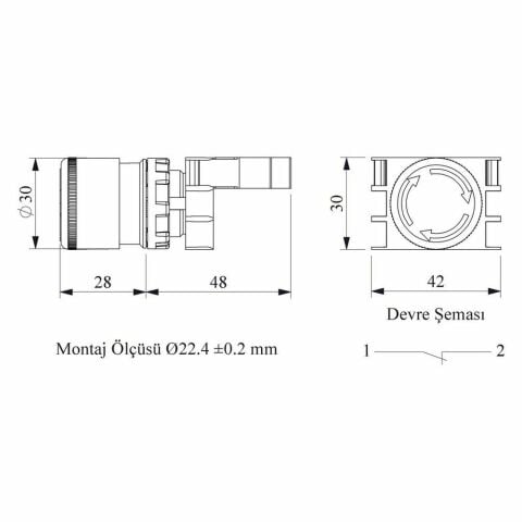 EMAS B200E30 B ACİL STOP SİLİNDİRİK 30 MM