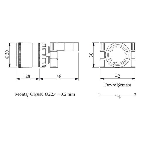 EMAS B200E30 B ACİL STOP SİLİNDİRİK 30 MM