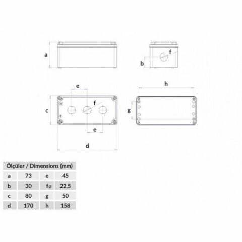 BEMİS 3LÜ BUTON KUTUSU (80X170X73)