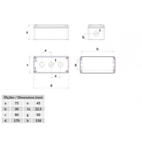 BEMİS 3LÜ BUTON KUTUSU (80X170X73)