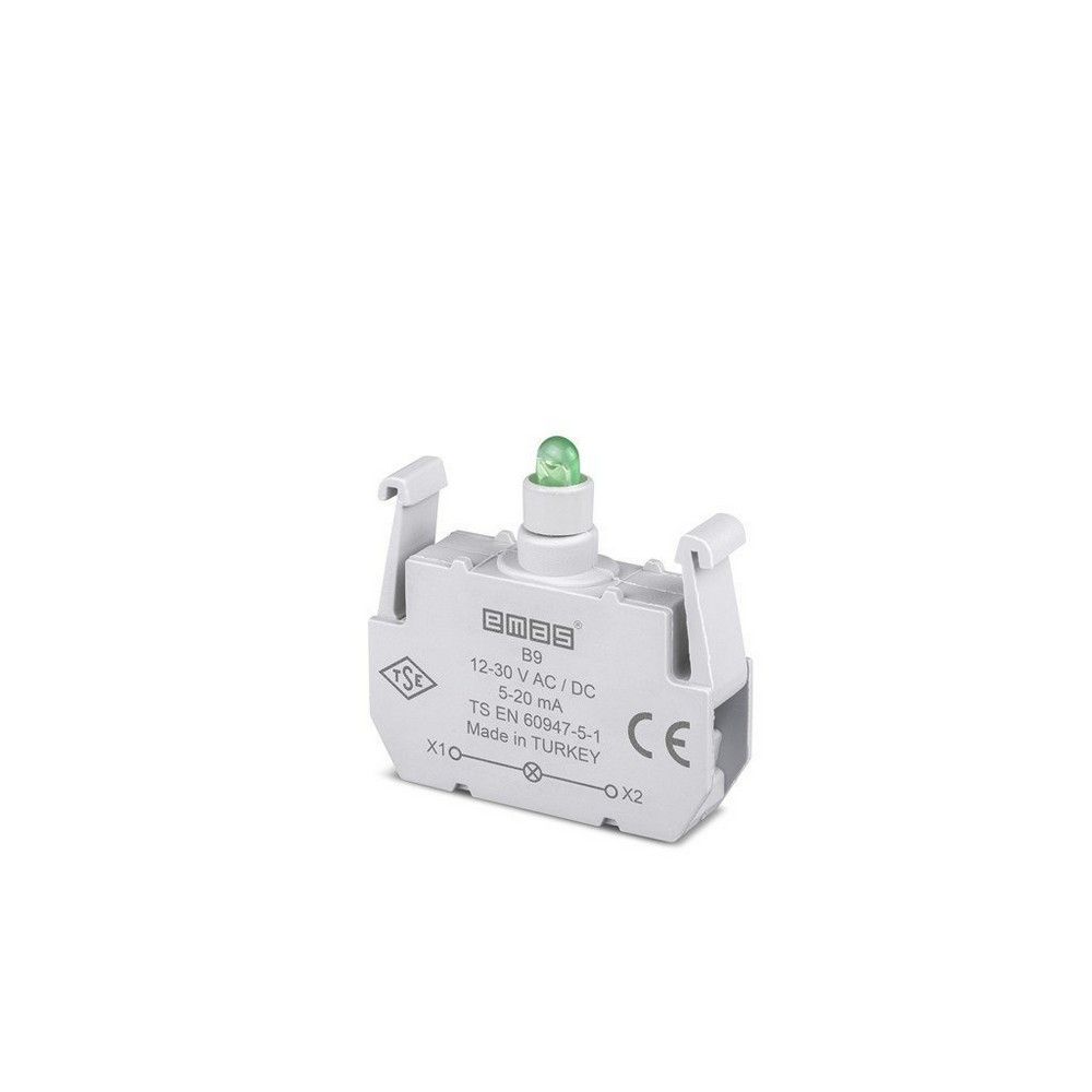 EMAS B9 B SİNYAL YEŞİL LED'Lİ BLOK 12-30 V AC/DC