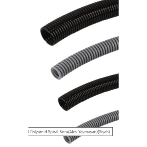 MUTLUSAN PLASTİK Ø23 POLYAMİD SPİRAL BORU (ALEV YAYMAYAN) (SİYAH) (50 METRE)