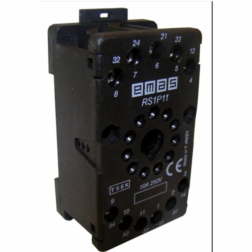 EMAS EMAS 11 PİN ROLE SOKETİ SİYAH RS1P11H1