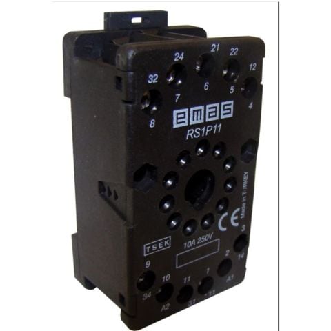 EMAS EMAS 11 PİN ROLE SOKETİ SİYAH RS1P11H1