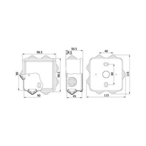 METE ENERJİ 90X90X45 TERMOPLASTİK BUAT GEÇMELİ KAPAK GRİ 40200505