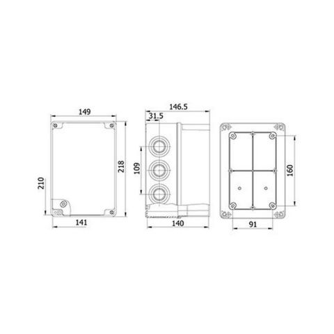 METE ENERJİ 140X210X140 TERMOPLASTİK BUAT DERİN KAPAK GRİ 40204205