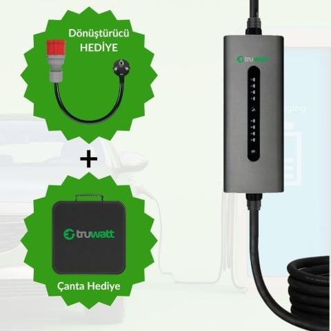 TRUWATT ZTA505 TAŞINABİLİR ELEKTRİKLİ ARAÇ ŞARJ CİHAZI 32A/22KW/390V(5M)
