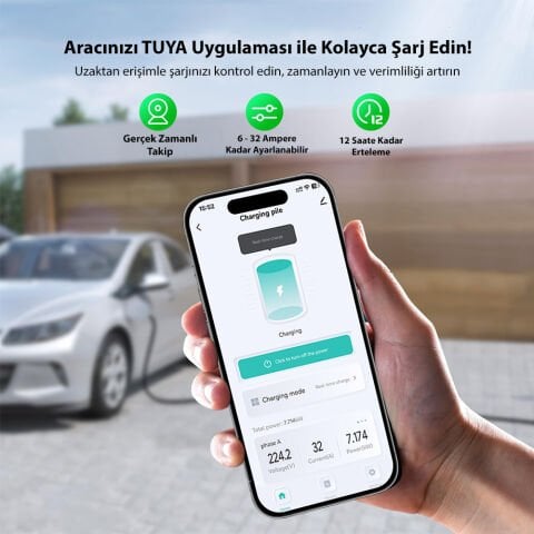 TRUWATT ZTA505 TAŞINABİLİR ELEKTRİKLİ ARAÇ ŞARJ CİHAZI 32A/22KW/390V(5M)