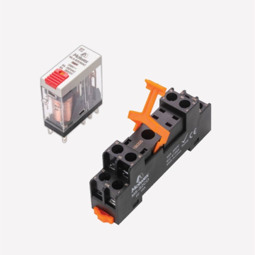 MOLWEX MLX-S2230AC 2CO, 5A, 230V AC, LED+TEST BUTONLU SLİM RÖLE MOLWEX 060 098