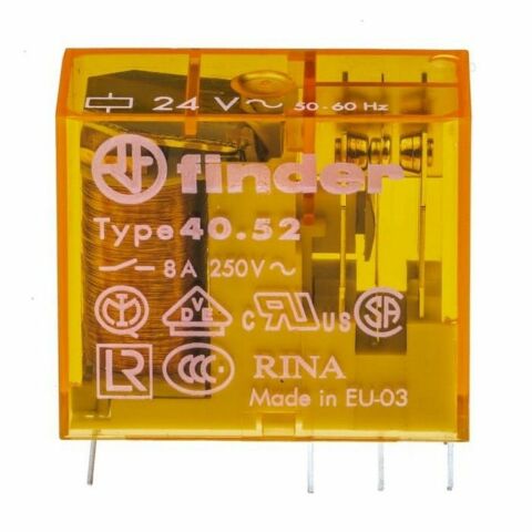 FINDER F.40.52.8.024.0000 MİNYA P.C.B. RÖL 2 CO-8A KONT 24V AC PİN:-5MM