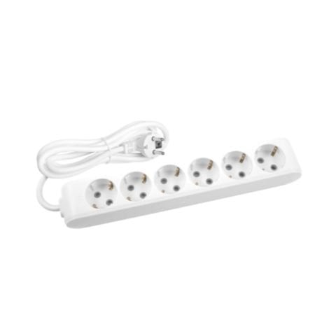 VİKO 90113602 MULTİ-LET ALTİLİ GRUP PRİZ TOPRAKLİ ÇOCUK KORUMALİ KABLOLU 2 METRE BEYAZ