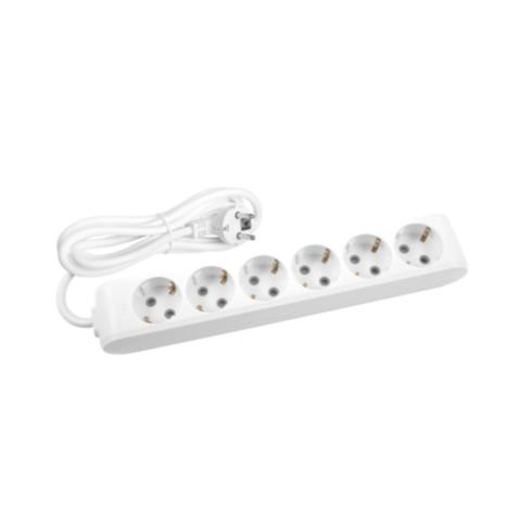 VİKO 90113602 MULTİ-LET ALTİLİ GRUP PRİZ TOPRAKLİ ÇOCUK KORUMALİ KABLOLU 2 METRE BEYAZ