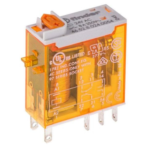 FINDER F.46.52.8.024.0054 SOKET TİPİN AGNİ 2 CO 8A 24 VAC MERK KİLİT+ GÖS.