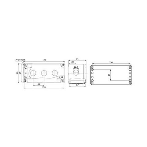 METE ENERJİ 80X170X73 BUTON KUTUSU 3 LÜ 402620