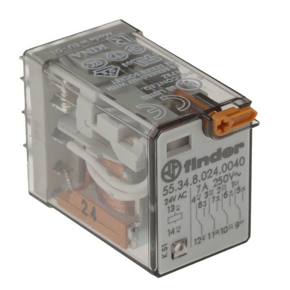 FINDER F.55.34.8.024.0040 GENEL KULLANIMLI 4 CO-10 A KONTAKLI 24 V AC