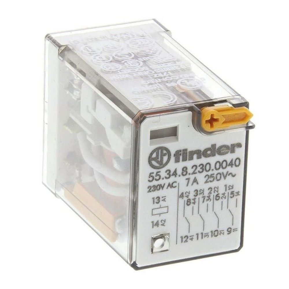 FINDER F.55.34.8.230.0040 GENEL KULLANIMLI 4 CO-10 A KONTAKLI 230 V AC