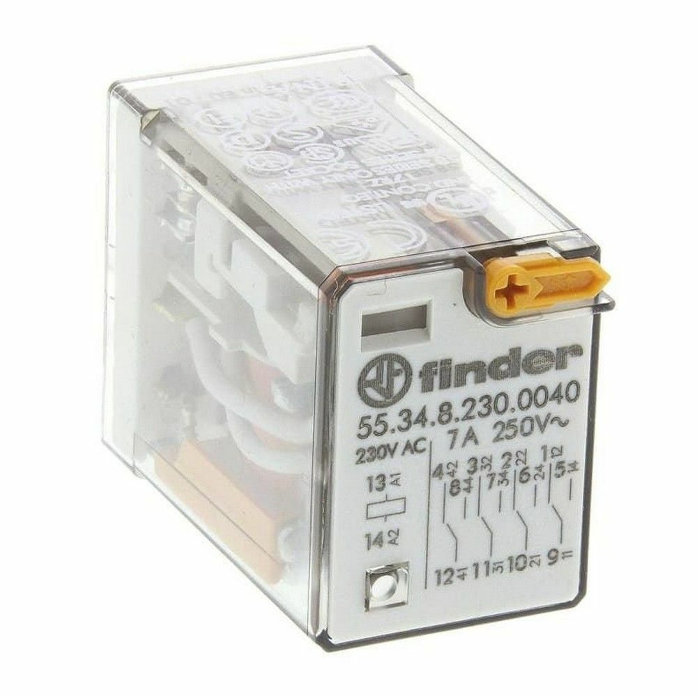 FINDER F.55.34.8.230.0040 GENEL KULLANIMLI 4 CO-10 A KONTAKLI 230 V AC