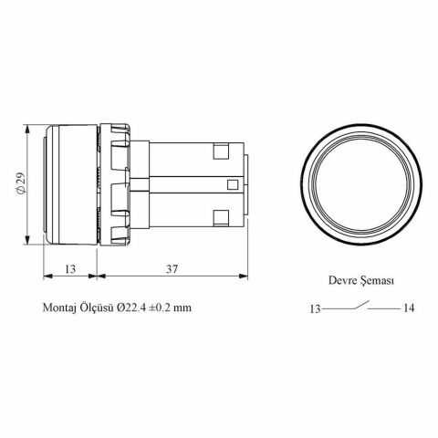 EMAS MB100DY B SERİSİ MONOBLOK BUTON YEŞİL CAMLI 1NO
